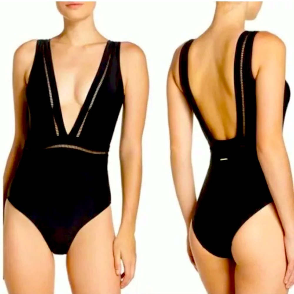 Ted Baker plunging neckline one piece bathing suit